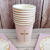 pink-cross-paper-cups-x-8-christening-baptism-confirmation|9915967-66|Luck and Luck| 1